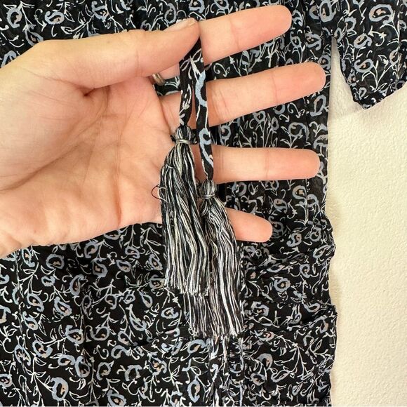 Veronica Beard Dakota Flounce Printed Black and Blue Mini Dress Size 10 - Picture 10 of 13